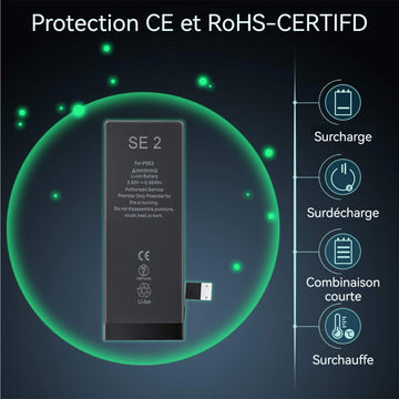 Batterie Premium de Remplacement pour iPhone SE2 1821 mAh Identique à l'Original Kit Outils Professionnels et adhésif écran Inclus